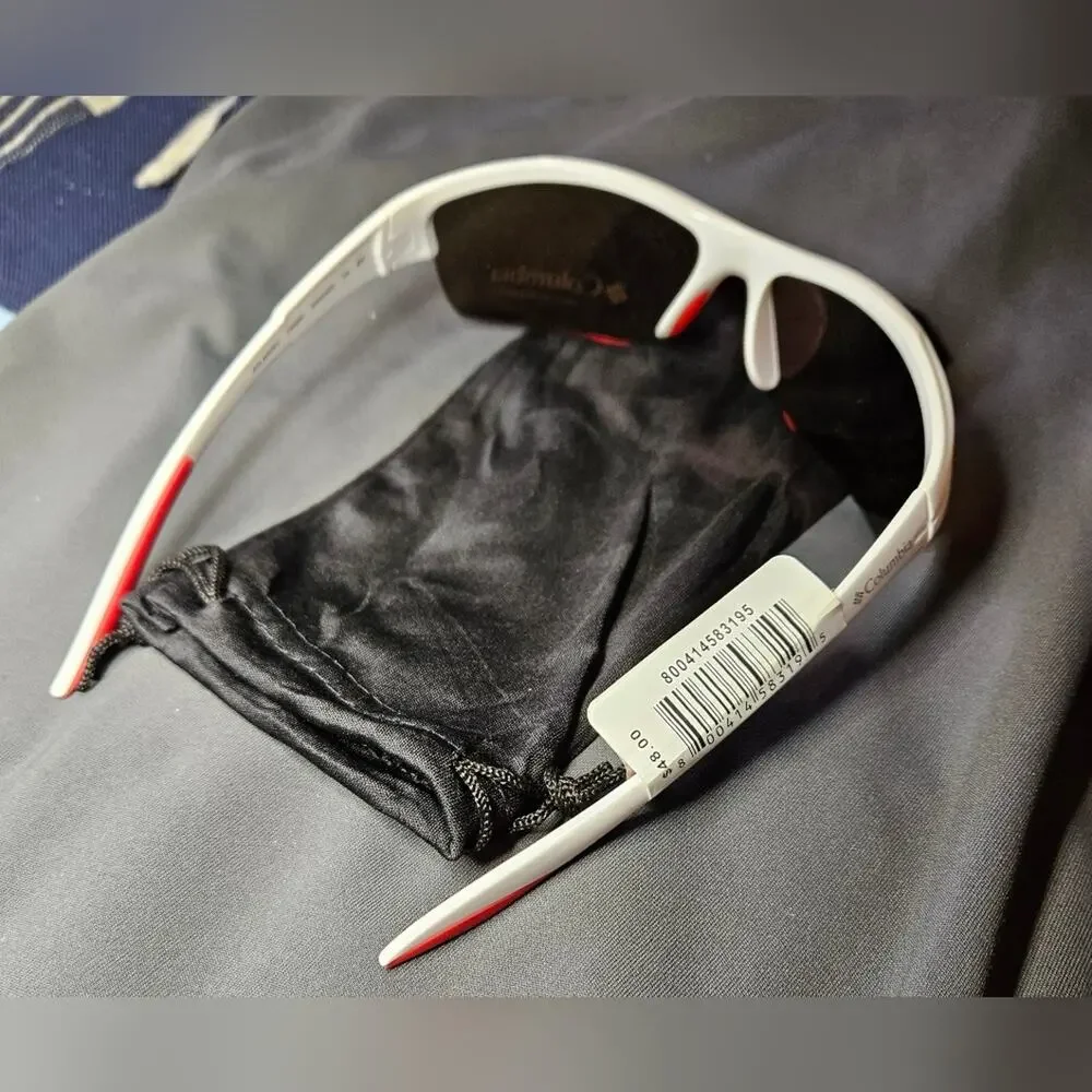 NWT Columbia White Sunglasses with Red Lenses 100% UV Polarized.